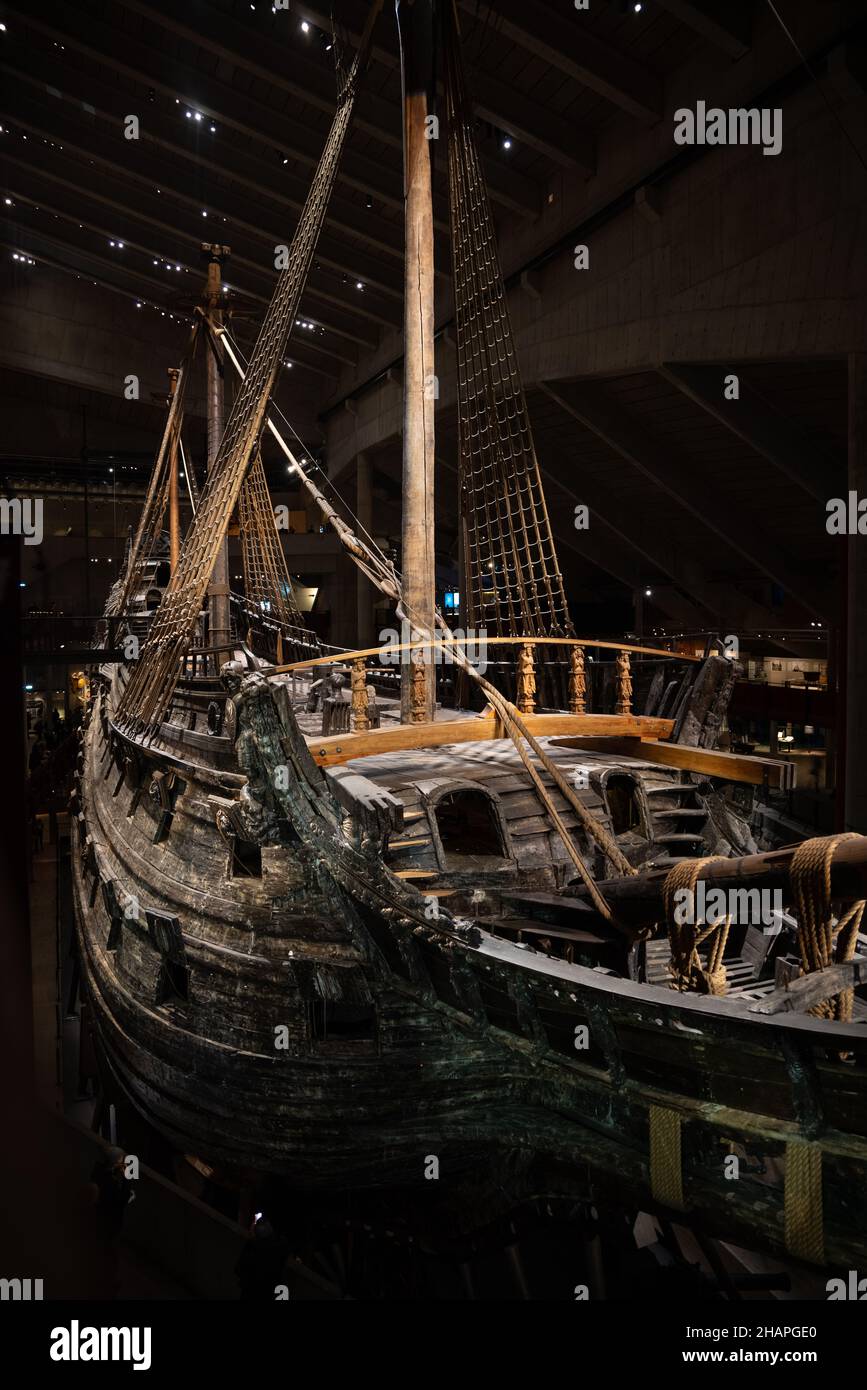 The magnificent wooden Vasa warship salvaged from the sea and displayed ...