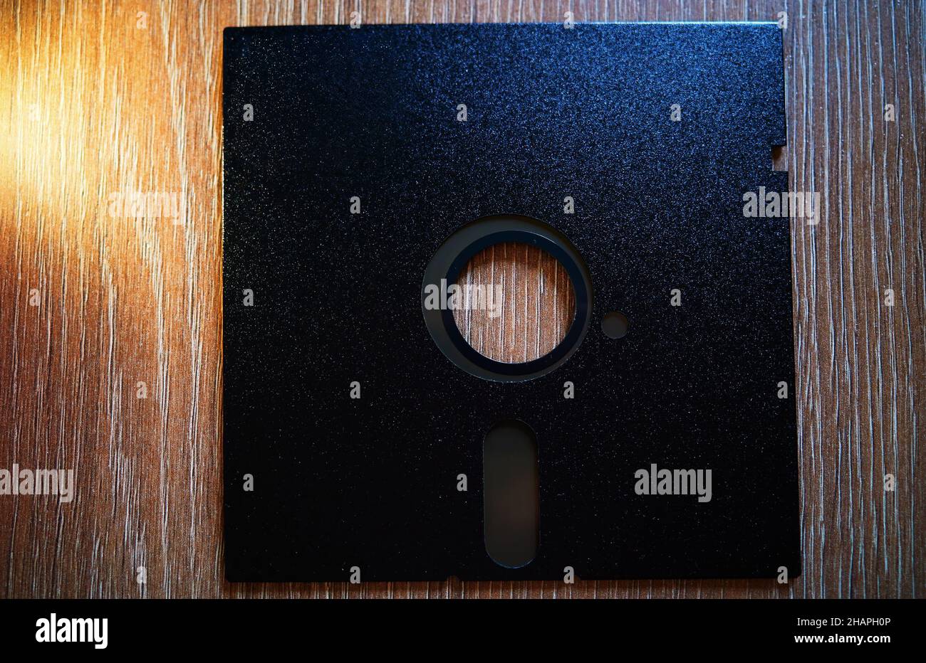 Blank black floppy disc 5.25 inch storage background Stock Photo