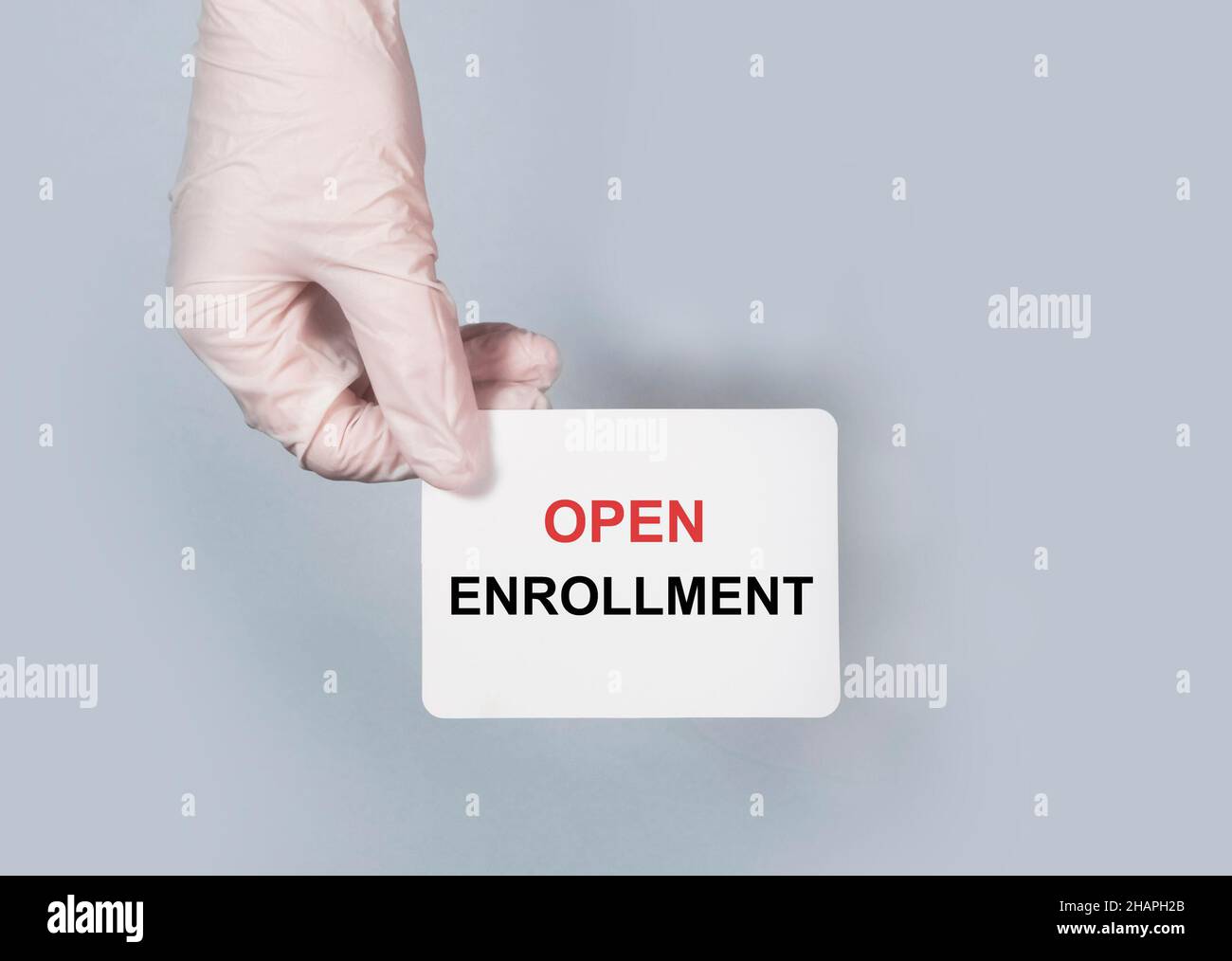 Open enrollment. Medical coverage, health insurance concept. Stock Photo