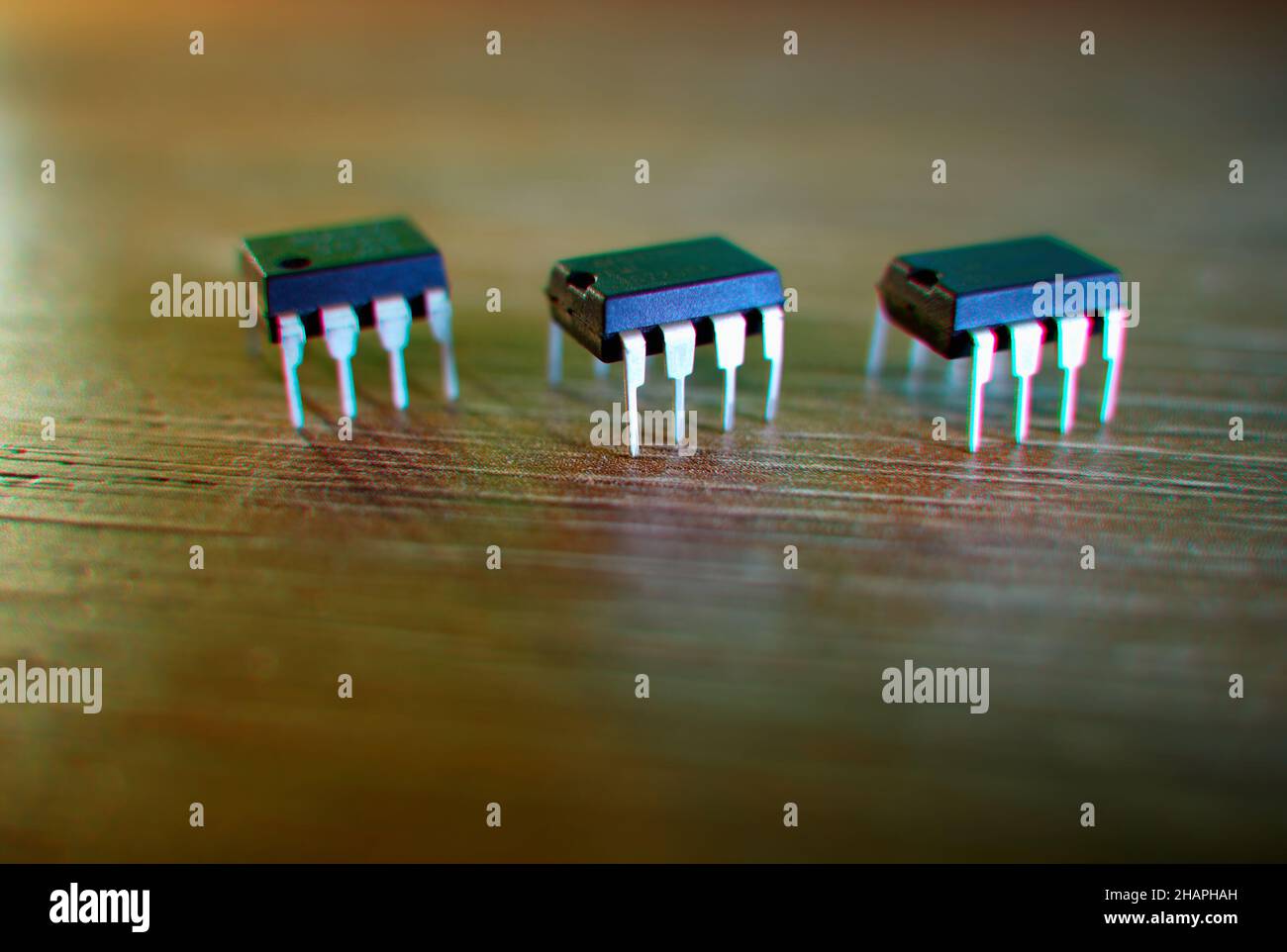Computer chips on the table bokeh background Stock Photo - Alamy