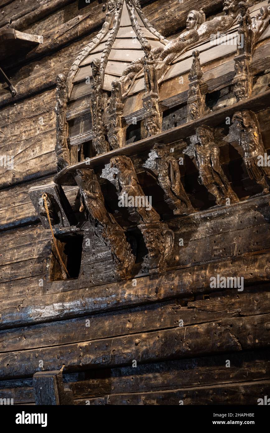 The magnificent wooden Vasa warship salvaged from the sea and displayed ...