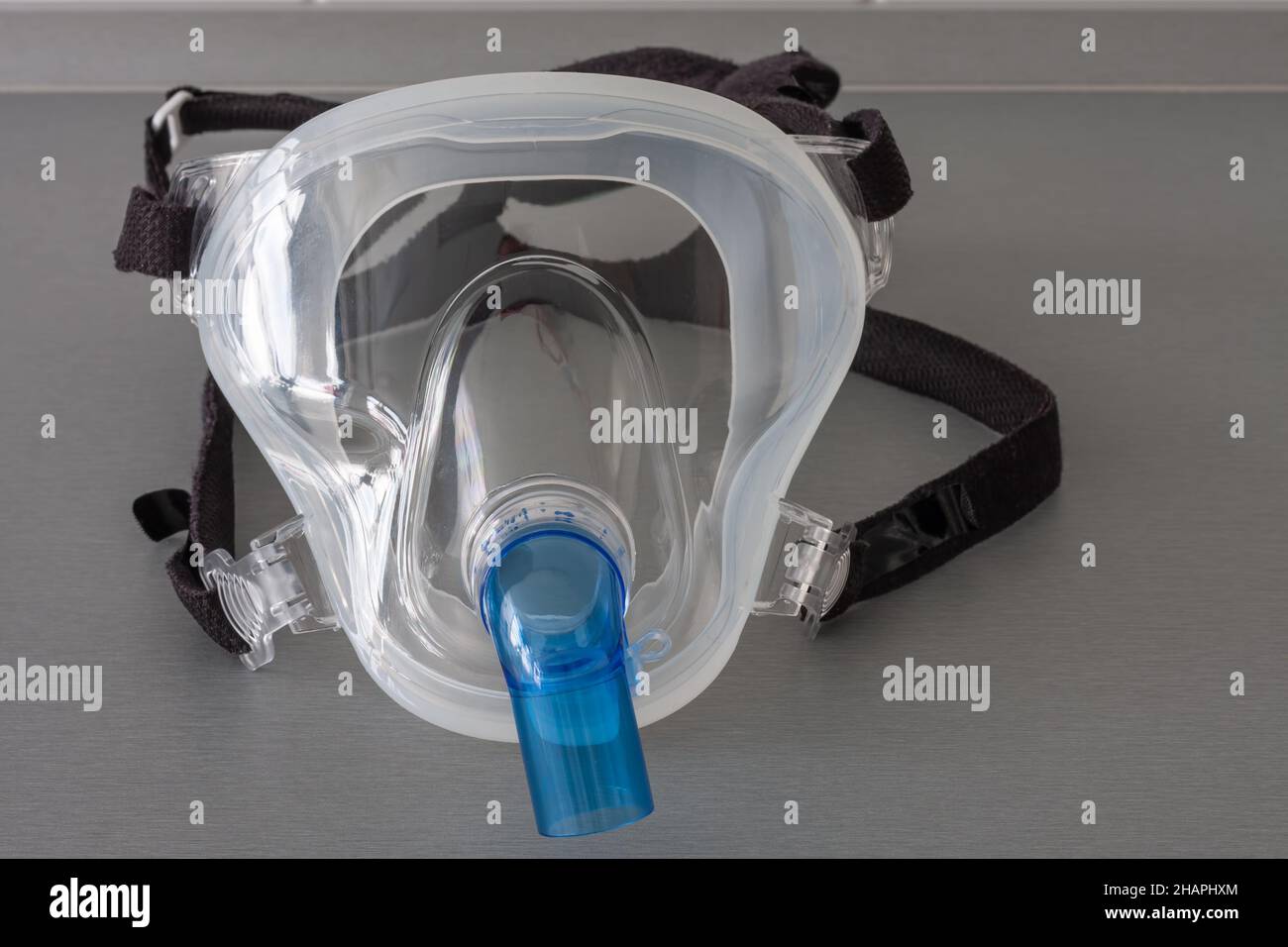 Noninvasive ventilation face mask, close up view, in ICU in hospital