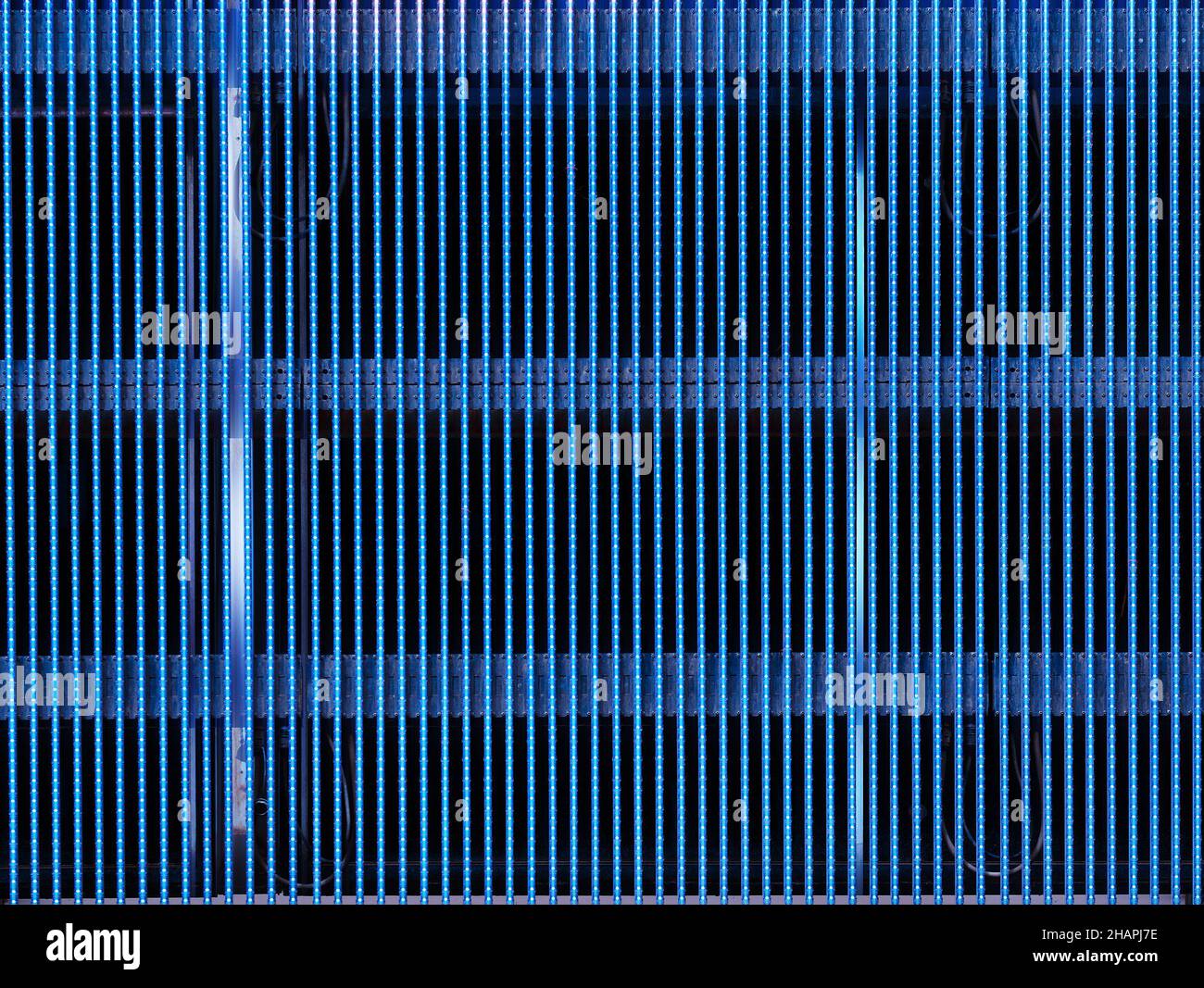 Empty screen with blue leds lamps background Stock Photo