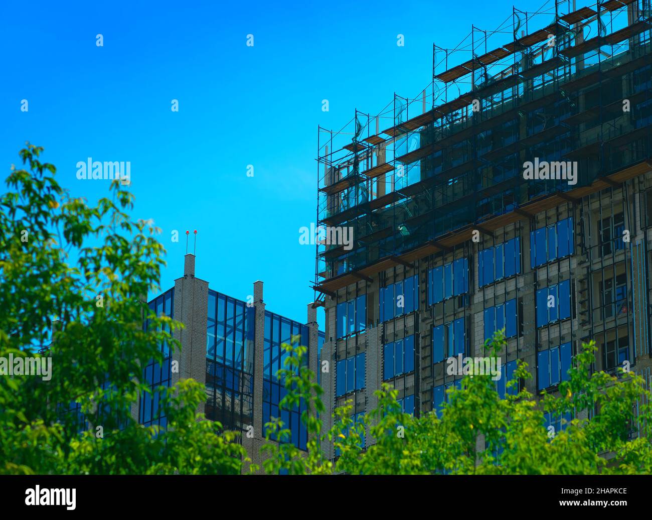 House construction at summer park background Stock Photo - Alamy