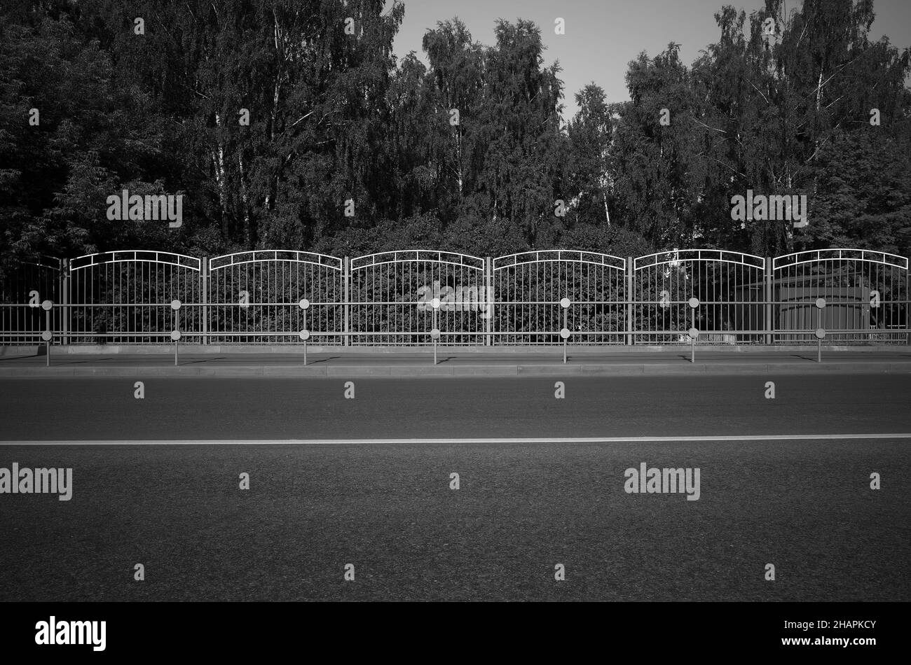 Empty urban road near park background Stock Photo - Alamy