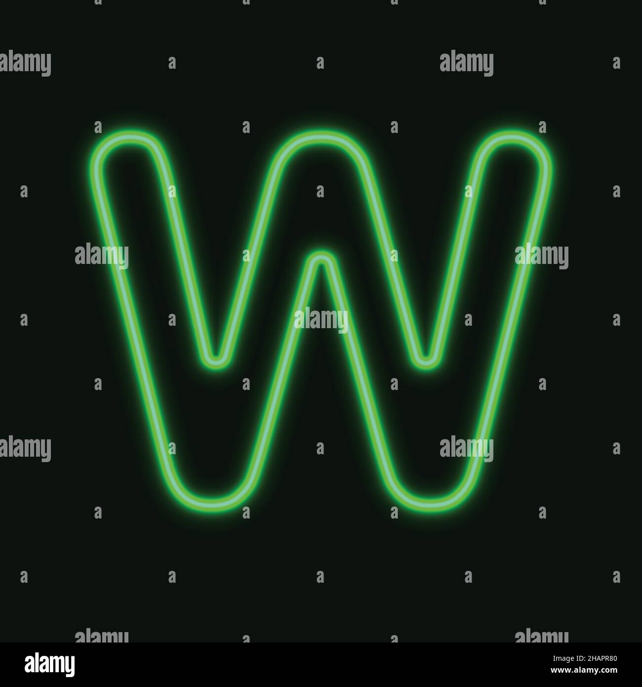 Isolated Neon Letter W . Night Show Alphabet. vector Illustration. eps 10 Stock Vector