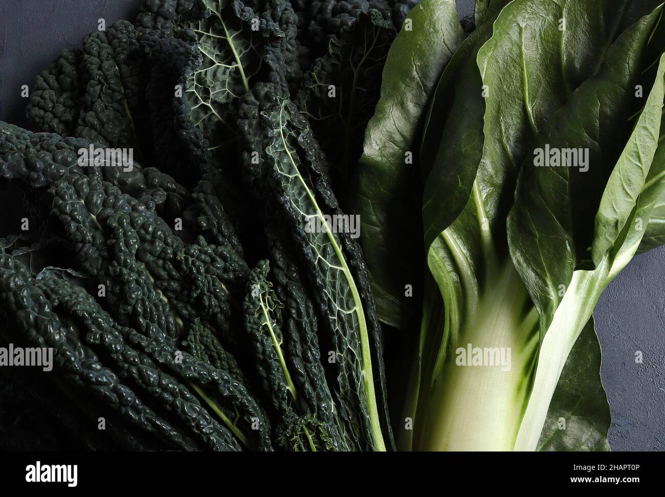Various green vegetables. Directly above. Stock Photo
