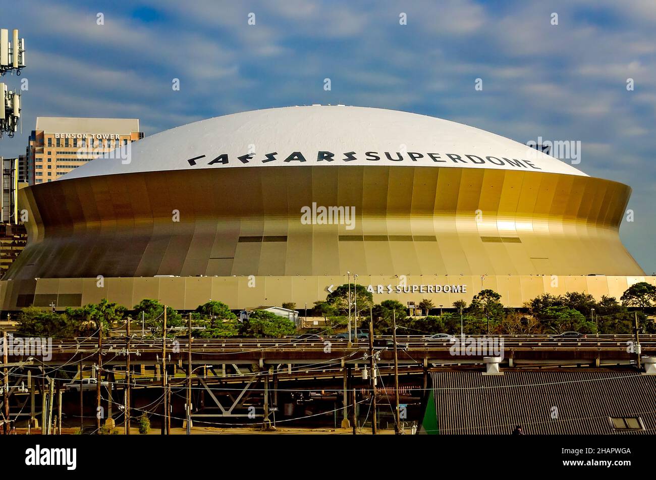 The Louisiana Superdome, now known as Caesars Superdome, is pictured, Dec. 13, 2021, in New Orleans, Louisiana. Stock Photo