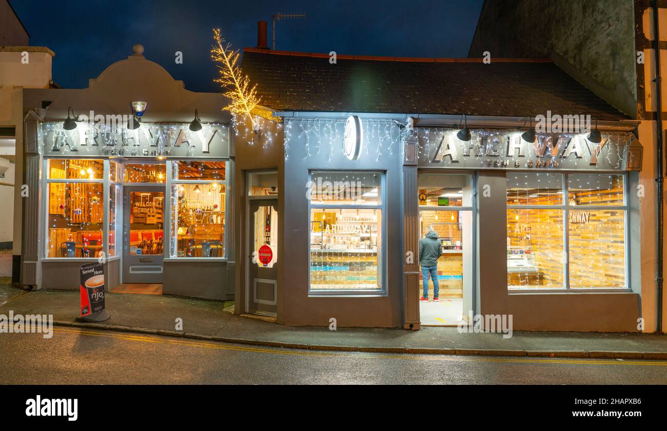 The Archway Fish and Chip Shop, Conwy, North Wales. Image taken in December 2021. Stock Photo