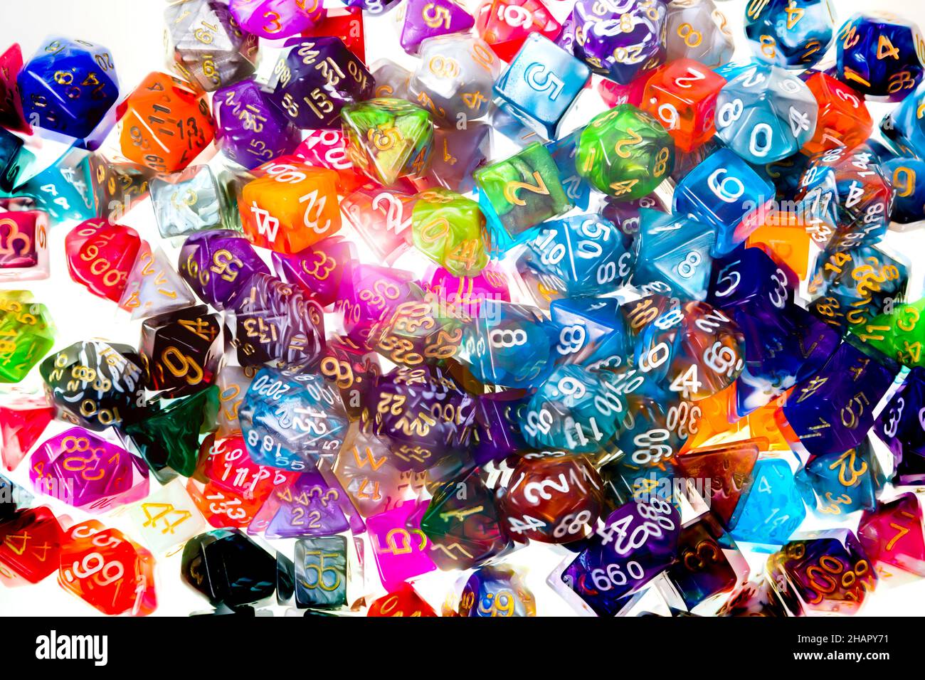 Motion blur shot of a pile of multicolored dice Stock Photo