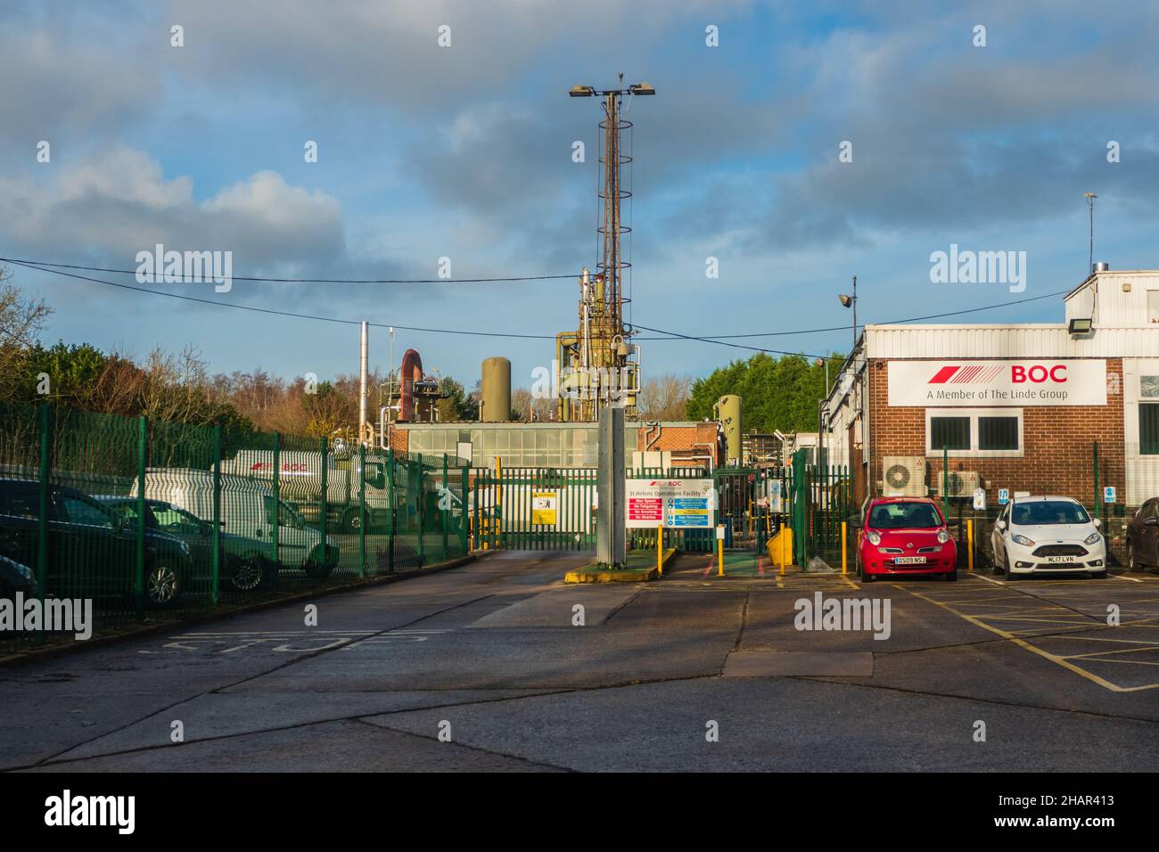 09.10.2021 St Helens, Merseyside, UK. BOC gas site in Moss Bank, St