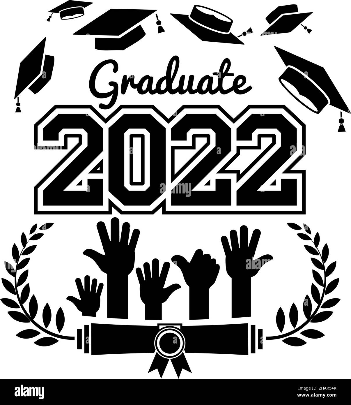 Lettering Class of 2022 for greeting, invitation card. Text for design