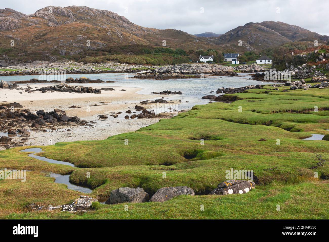 The crofting township and inlet of Portuairk, Lochaber, the most westerly settlement on the British mainland on the Ardnamurchan Peninsula, Scotland Stock Photo