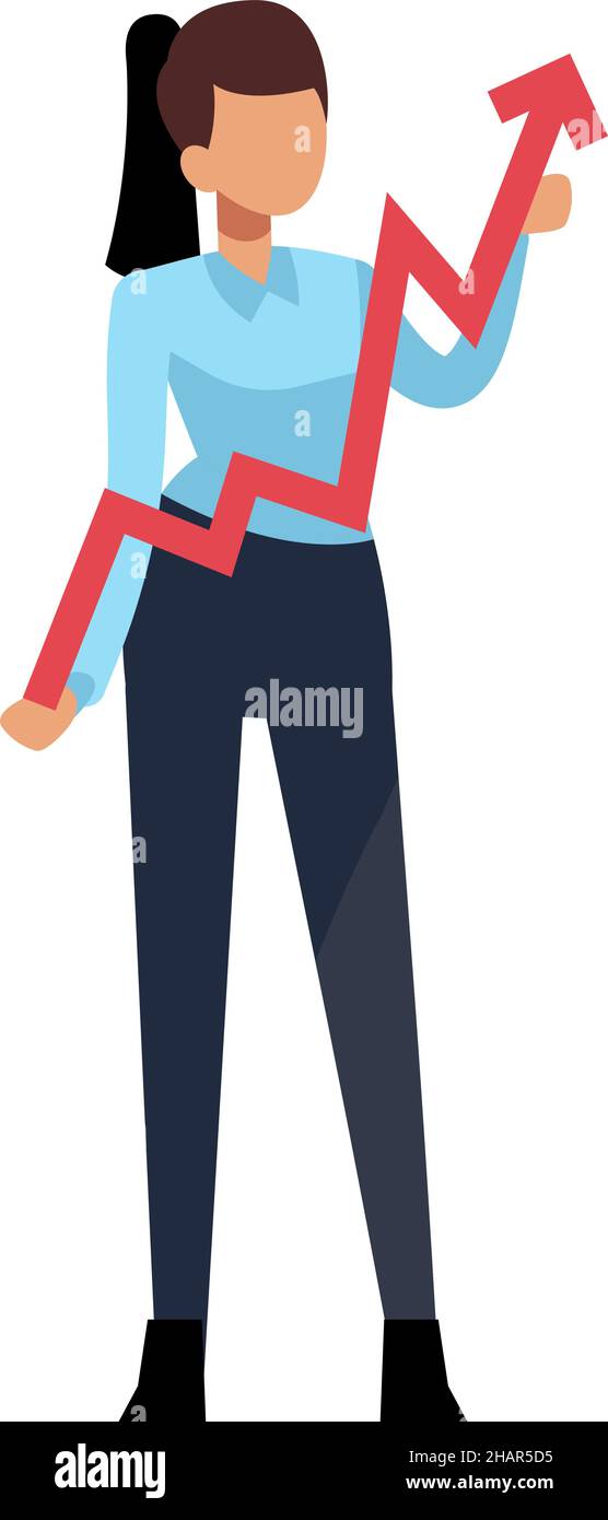 Woman holding red arrow pointing upward. Growth symbol Stock Vector ...