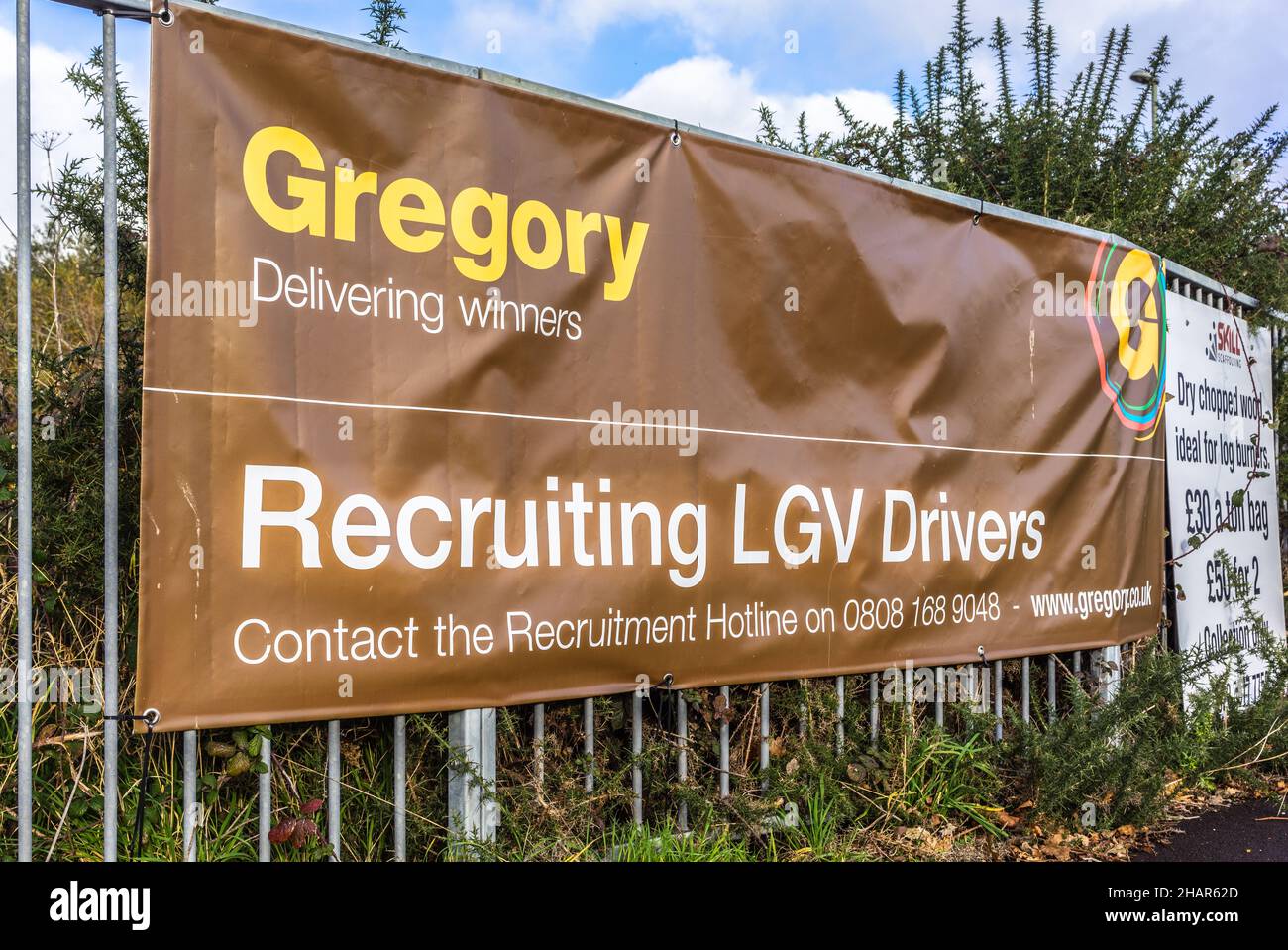 Recruiting LGV Drivers, lorry drivers, advertising banner, South of England, UK Stock Photo