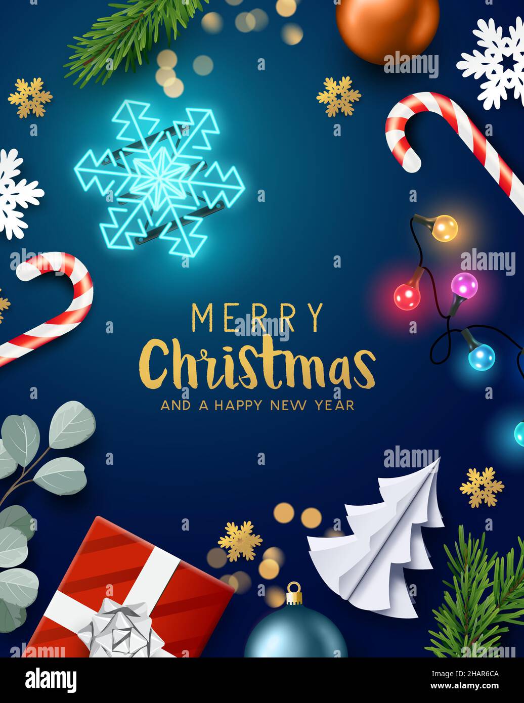 Christmas celebrations background layout with Xmas decorations and room