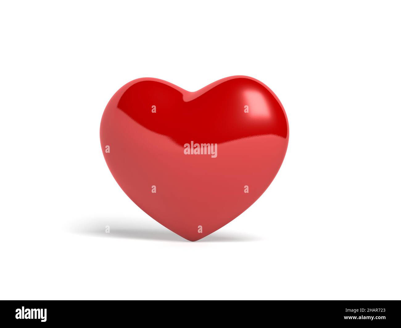 Red heart isolated on white background. 3d illustration. Valentine's day. Stock Photo