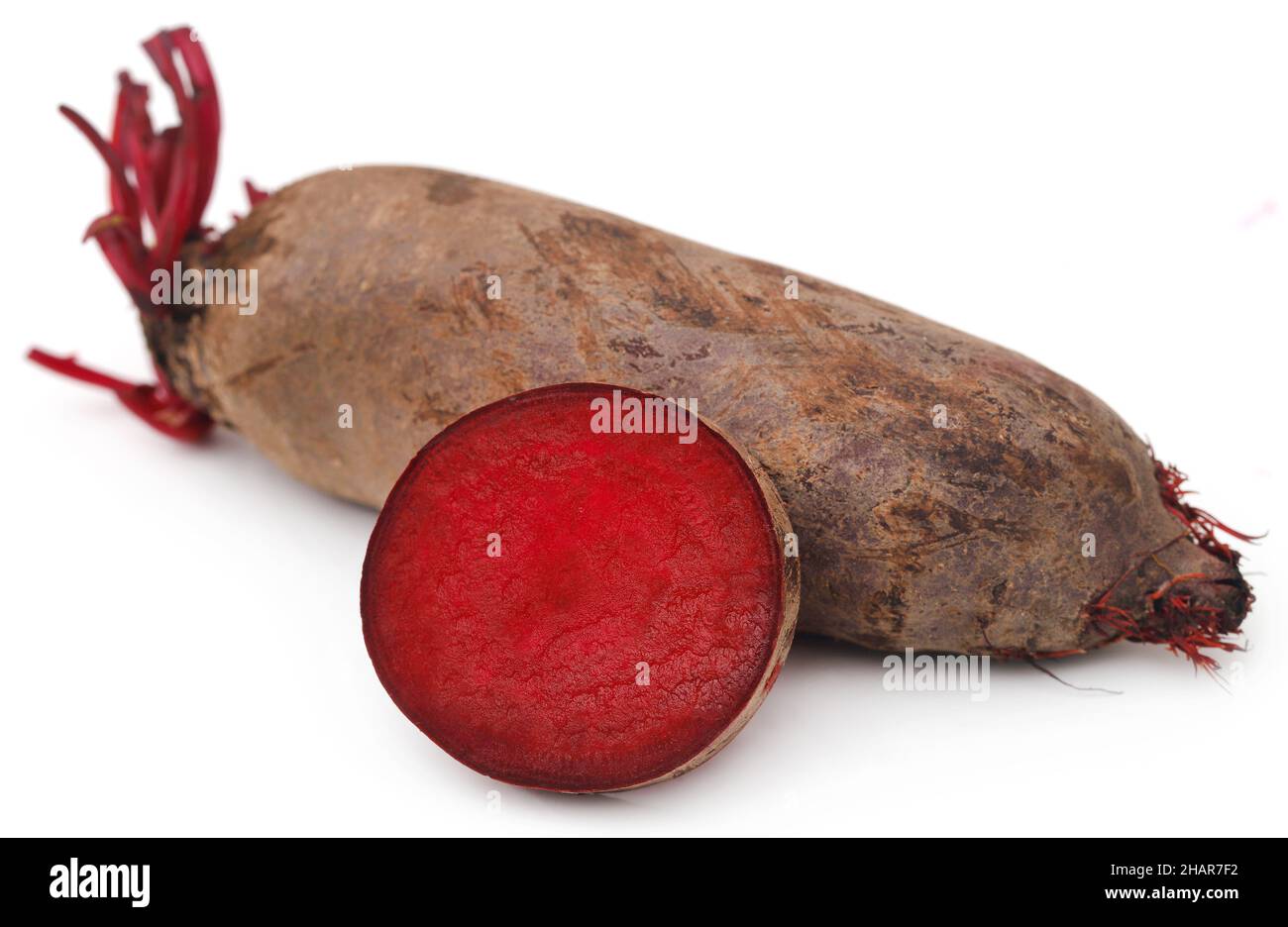 Fresh organic beetroot sliced over white background Stock Photo