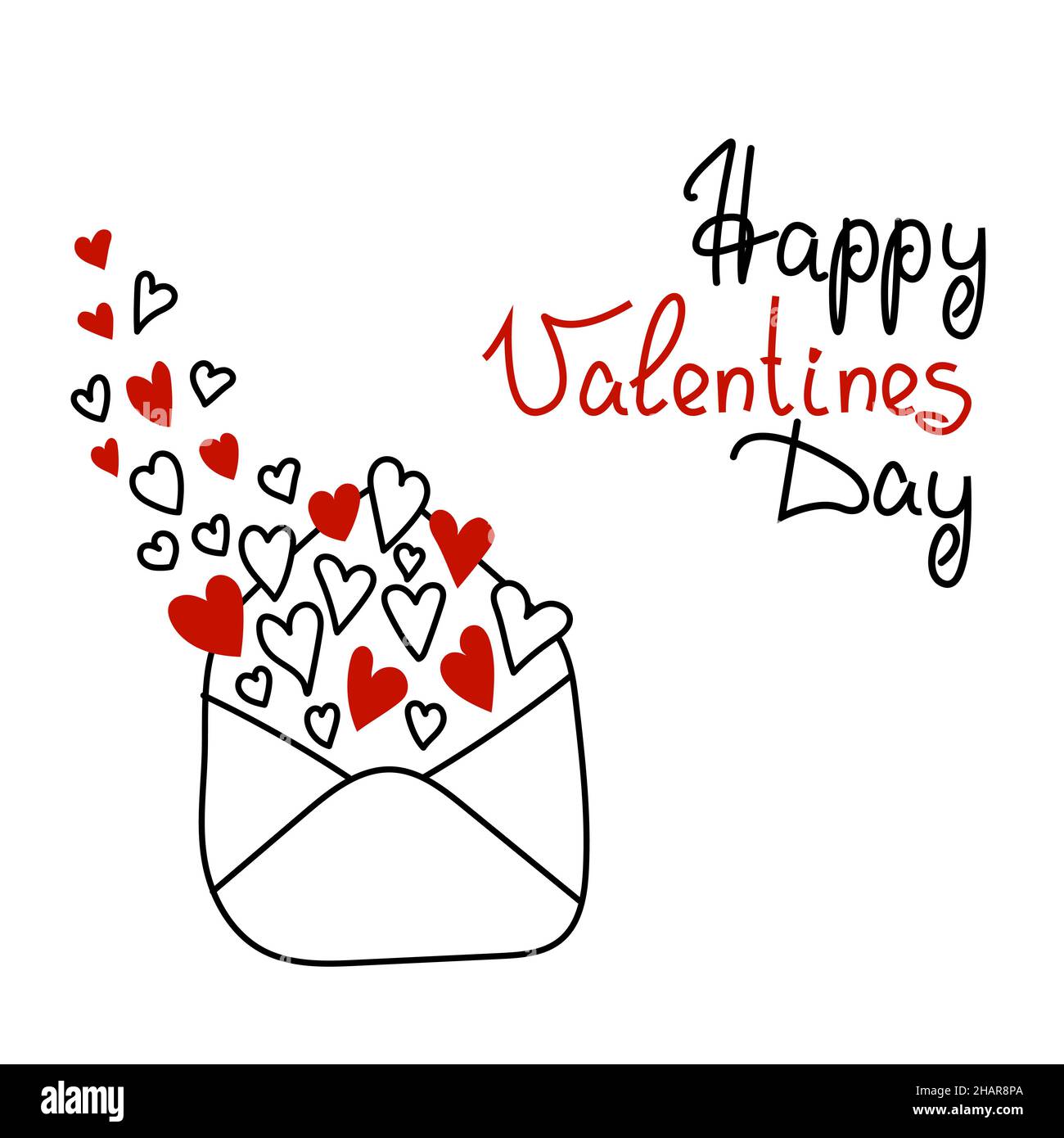 Romantic Happy Valentines Day Vector Illustration Stock Vector Image ...