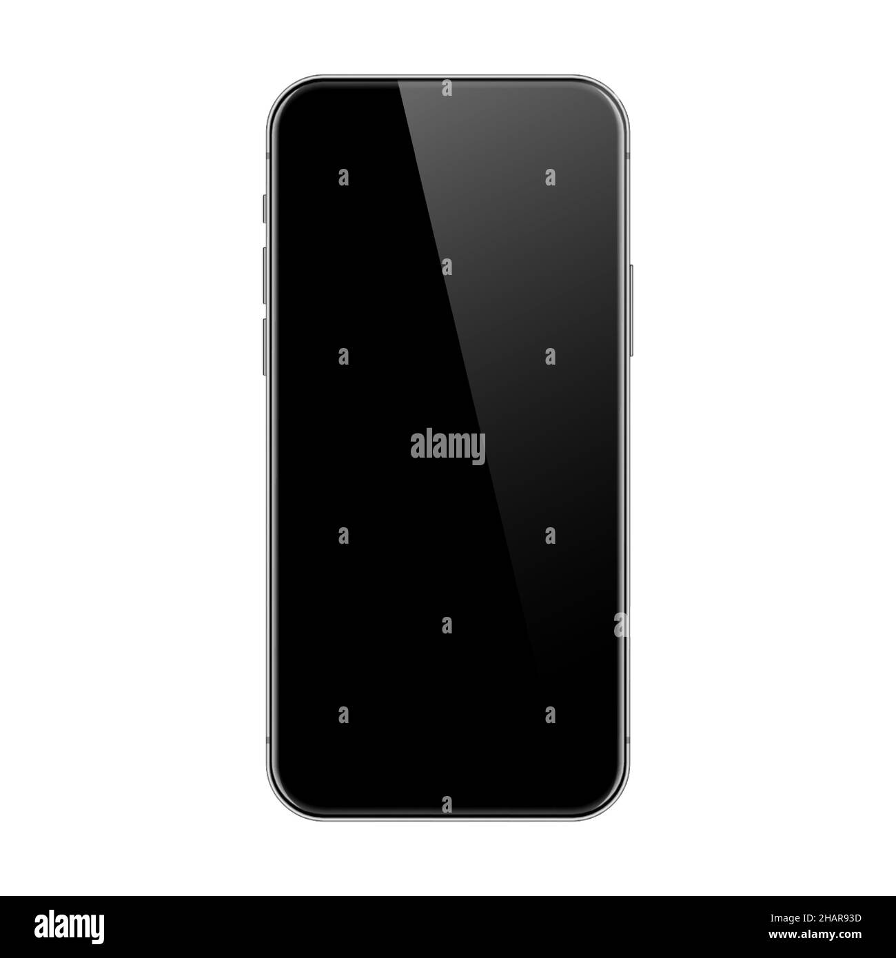 Realistic smartphone with blank touch screen isolated on white ...
