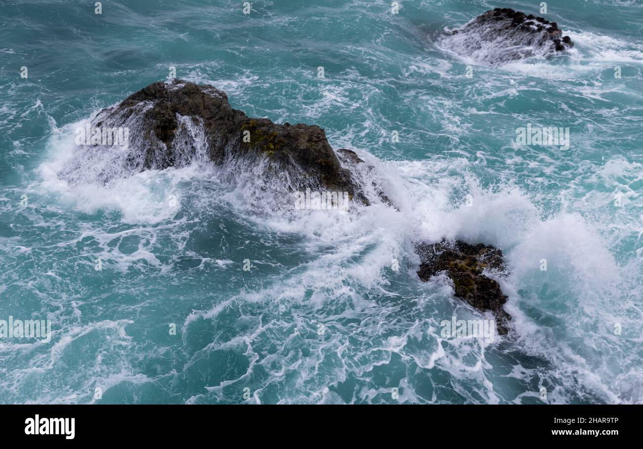 Clean Coast Image Foamy coast with blue clean water and rocks - recreation Stock Photo ...
