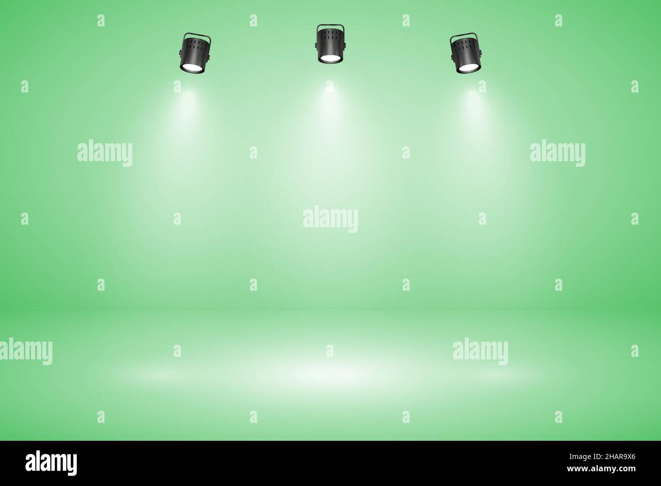 Empty pastel green studio abstract background with spotlight effect ...