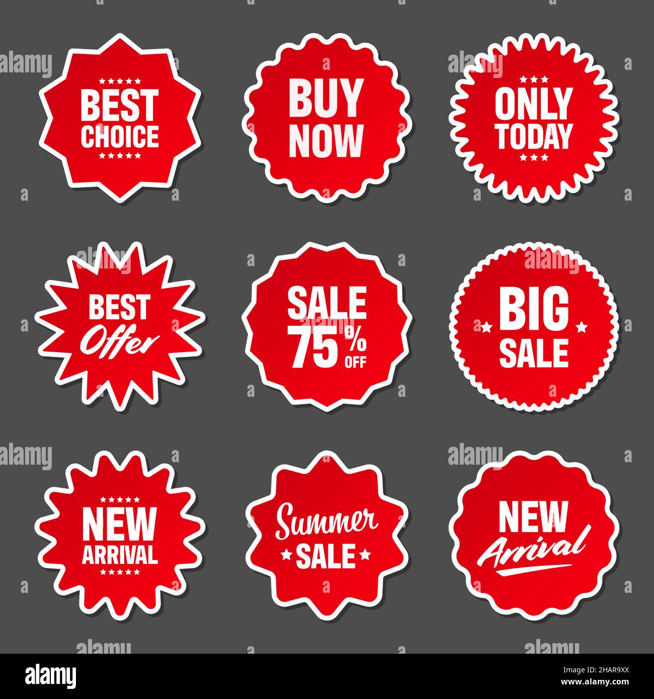 Big collection of red price tags stickers labels Vector Image