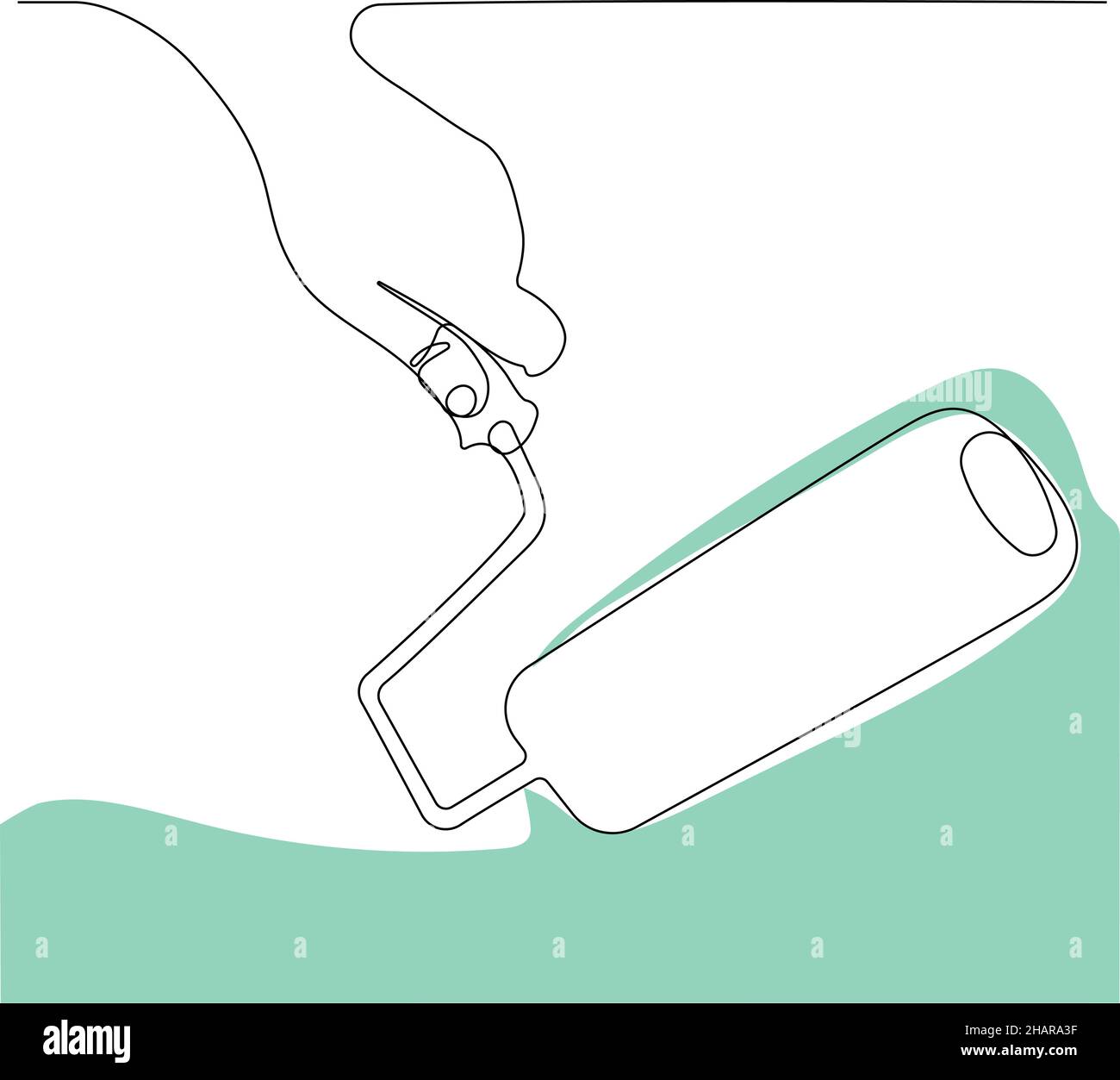 Human hand holds paint brushes with paint Stock Vector