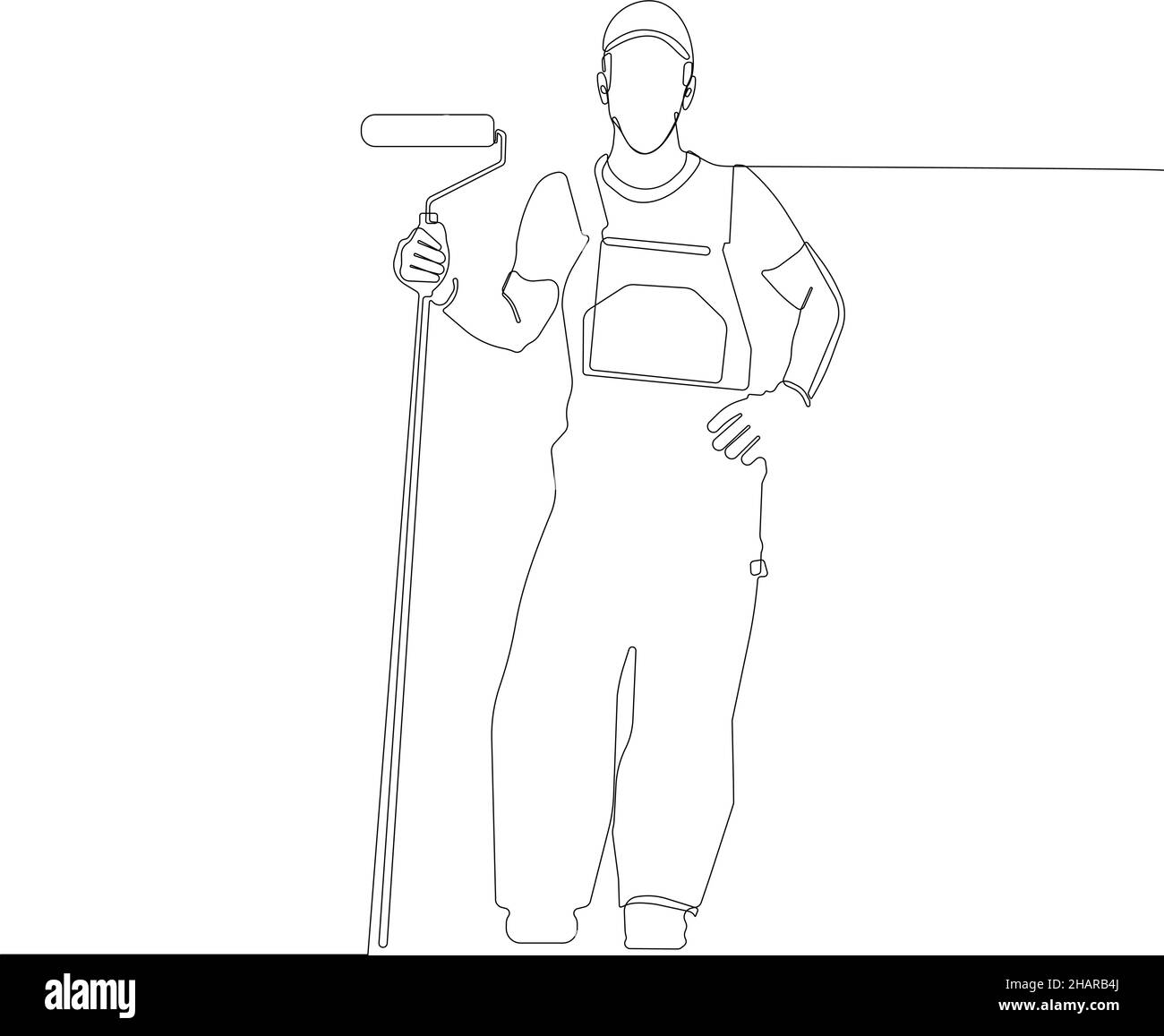 Painter wearing gloves painting wall using roller Stock Vector Image & Art Alamy