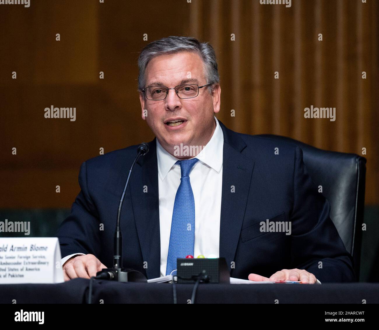 Washington, DC, USA. 14th Dec, 2021. Washington, DC, United States: DONALD BLOME, nominee to be Ambassador to the Islamic Republic of Pakistan, speaking at a hearing of the Senate Foreign Relations Committee Hearing. (Credit Image: © Michael Brochstein/ZUMA Press Wire) Stock Photo