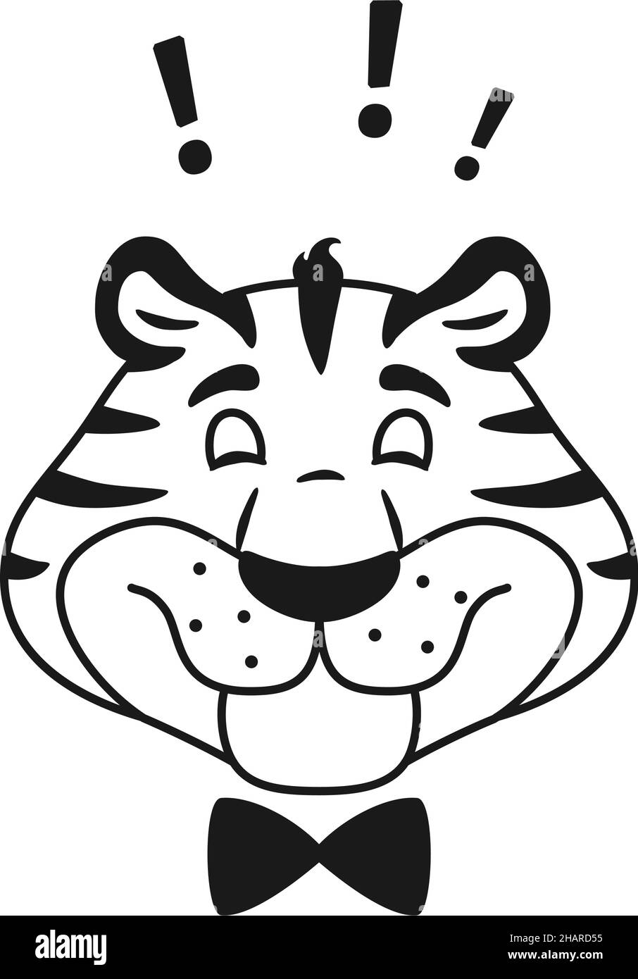 Black and white outline smiling tiger head Stock Vector Image & Art - Alamy