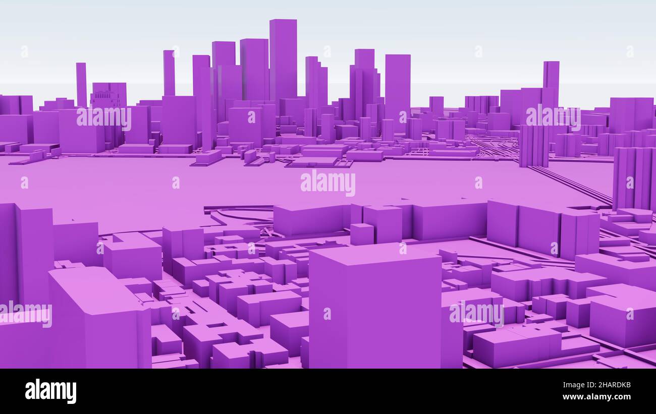 Minimalist purple cubist style city of New York low poly 3d image Stock Photo