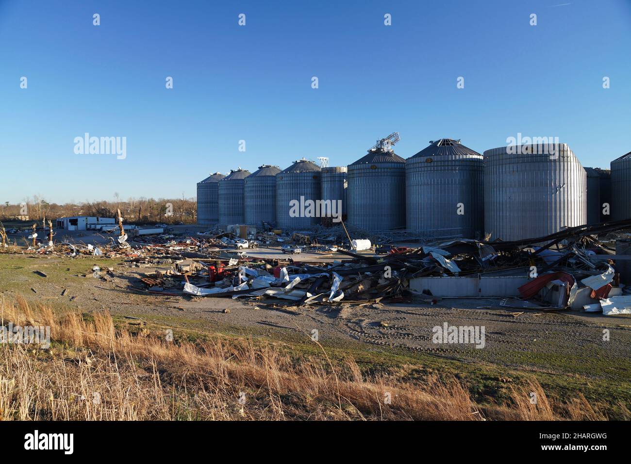 Mayfield, United States Of America. 13th Dec, 2021. Mayfield, United States of America. 13 December, 2021. Debris from homes destroyed in the aftermath of devastating tornadoes that swept across four states destroying buildings and killing dozens December 13, 2021 in Mayfield, Kentucky. Credit: Alexis Hall/FEMA/Alamy Live News Stock Photo