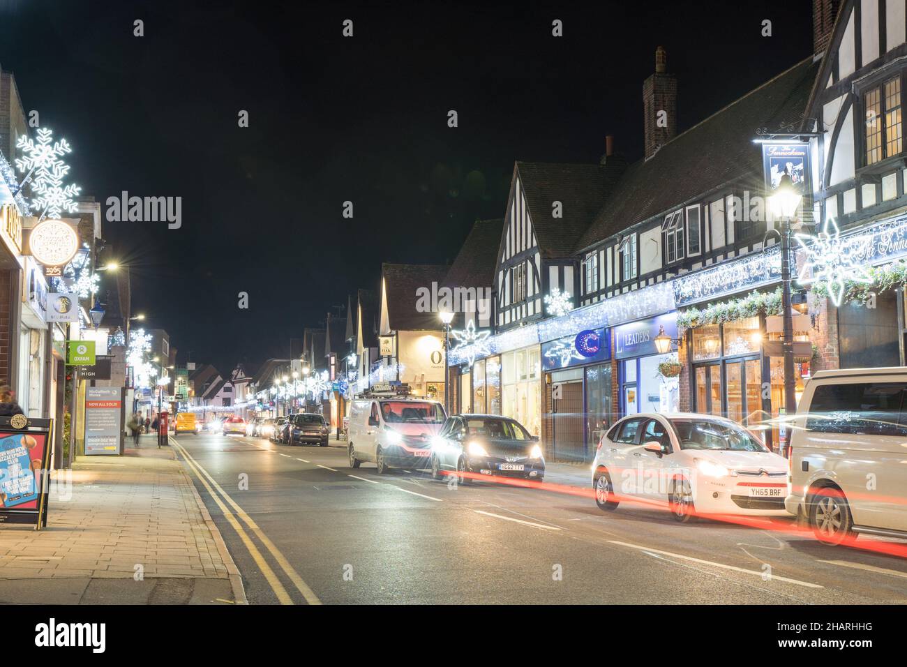 Christmas lights on high street Sevenoaks Kent England UK Stock Photo