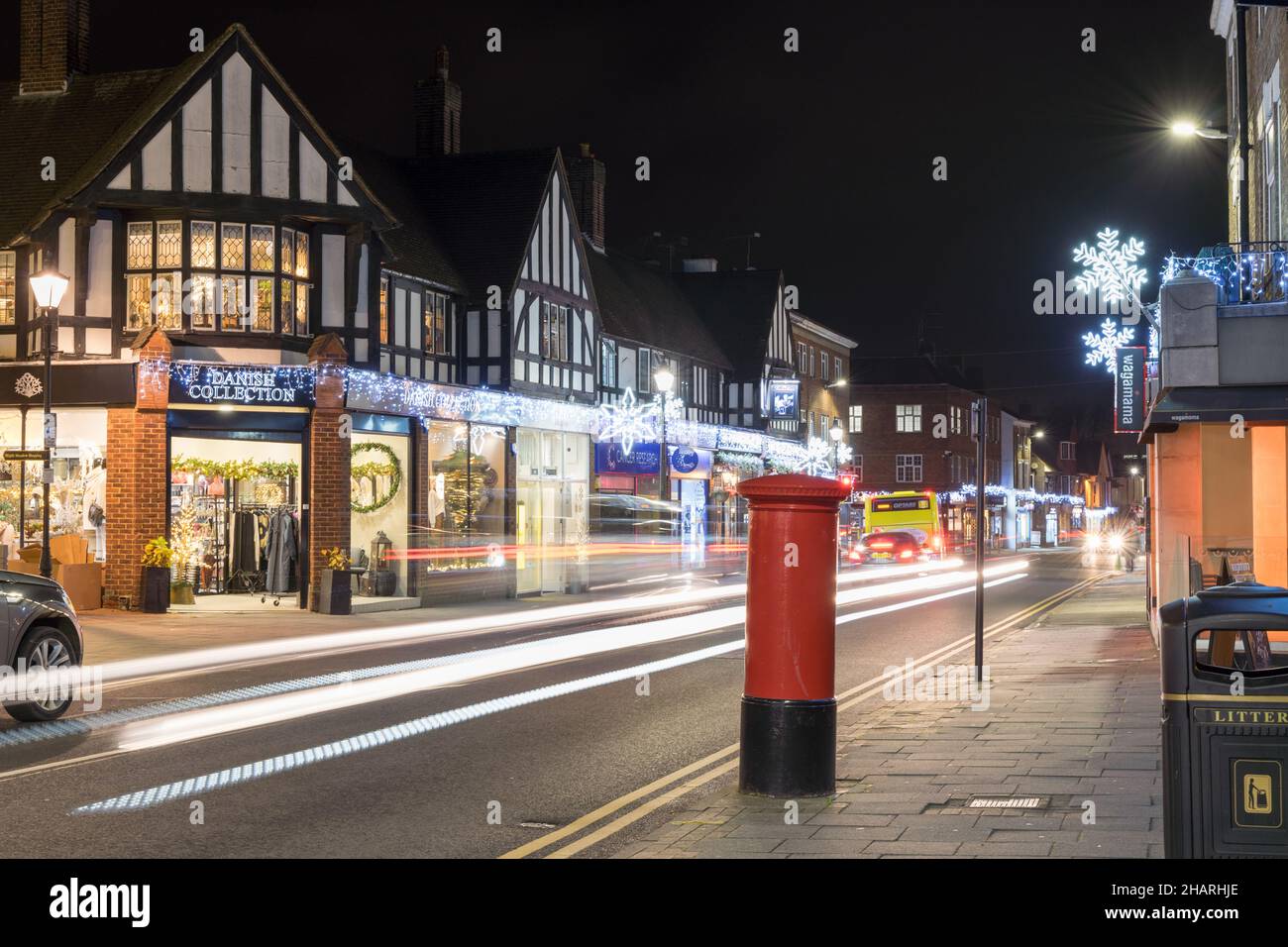 Christmas lights on high street Sevenoaks Kent England UK Stock Photo Alamy