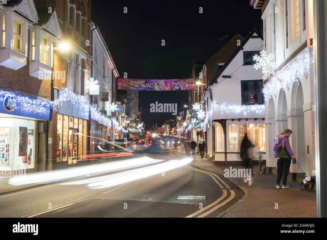 Christmas lights on high street Sevenoaks Kent England UK Stock Photo Alamy