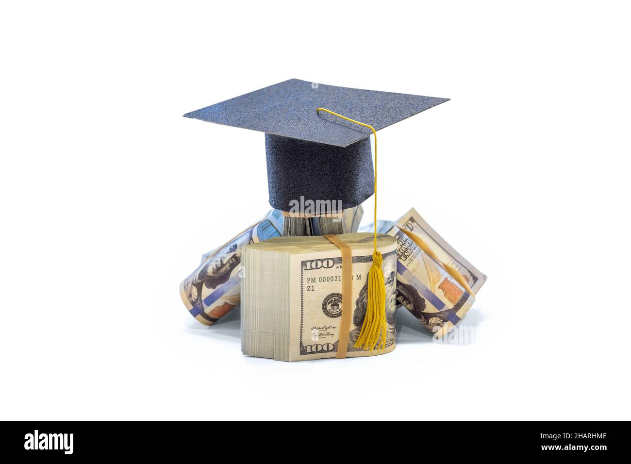 Black graduation hat with gold tassel 