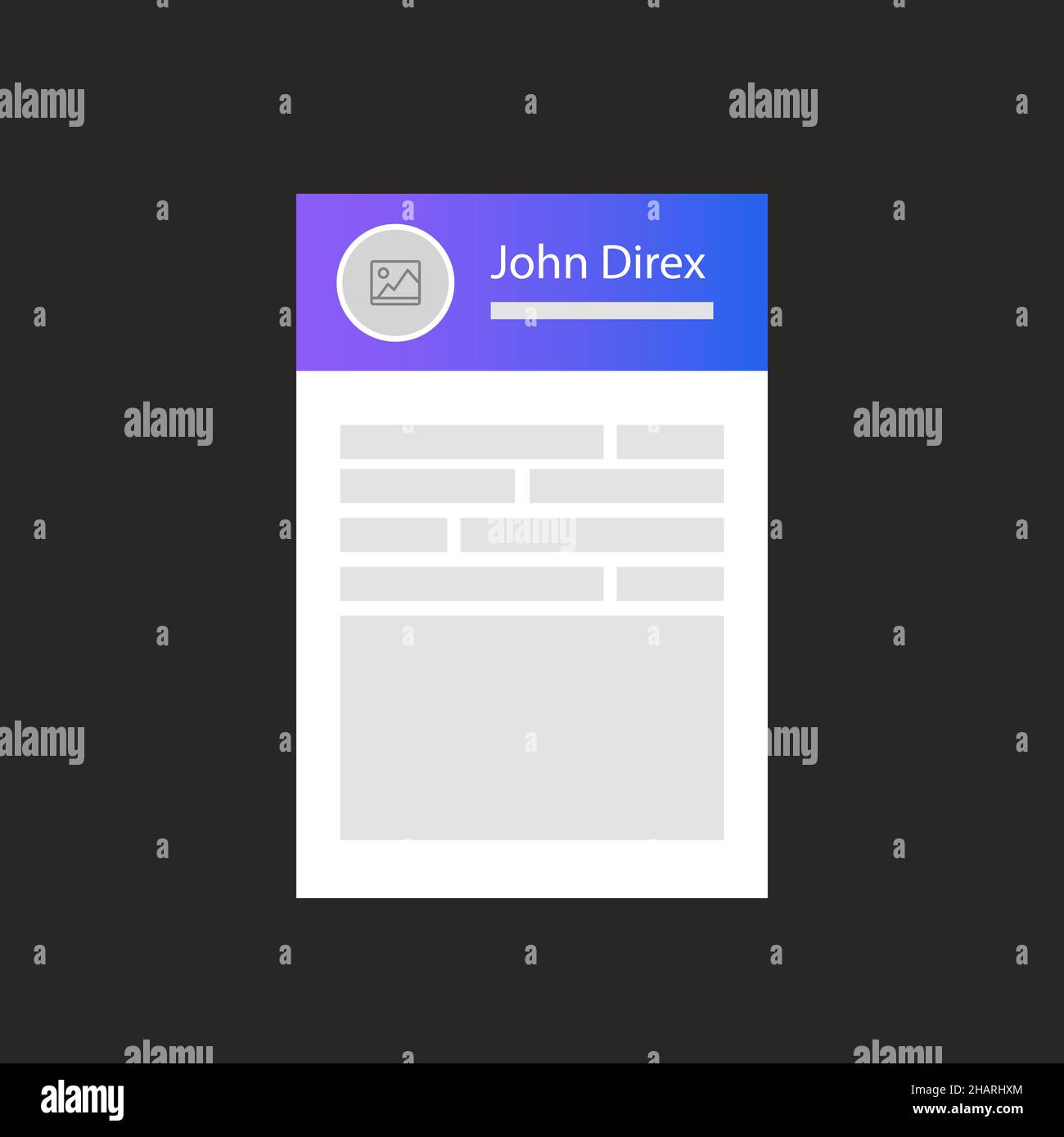 The user profile card for the website Web interface template User The user profile card for the website Web interface template User