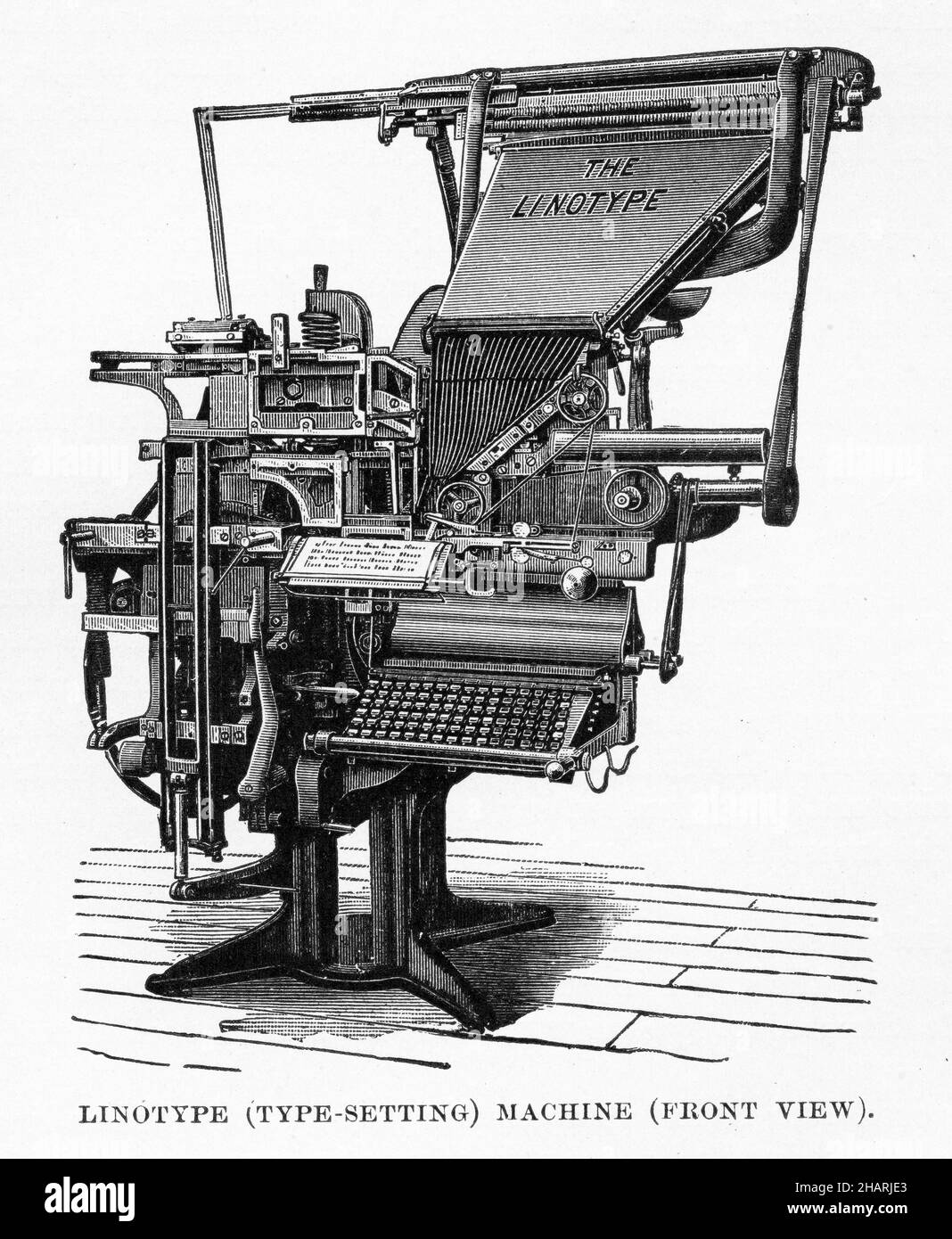 19th century type-setting machine for the printing industry Stock Photo