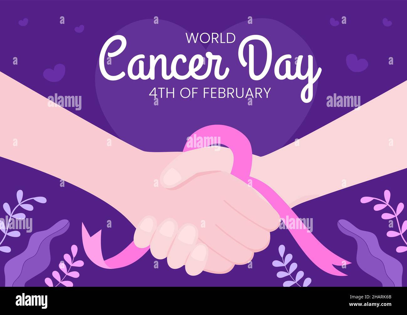 World Cancer Day with Ribbon Flat Vector Illustration. Inform the Public About Disease Awareness on February 4th Through Campaign Background or Poster Stock Vector