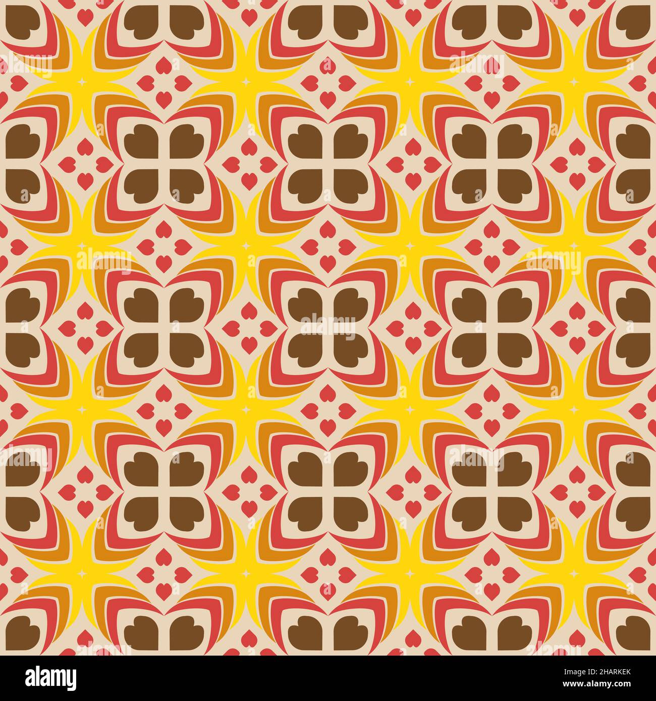 70s style pattern made of stylized squares. Bright drawing in the style of a hippie. Stock Vector