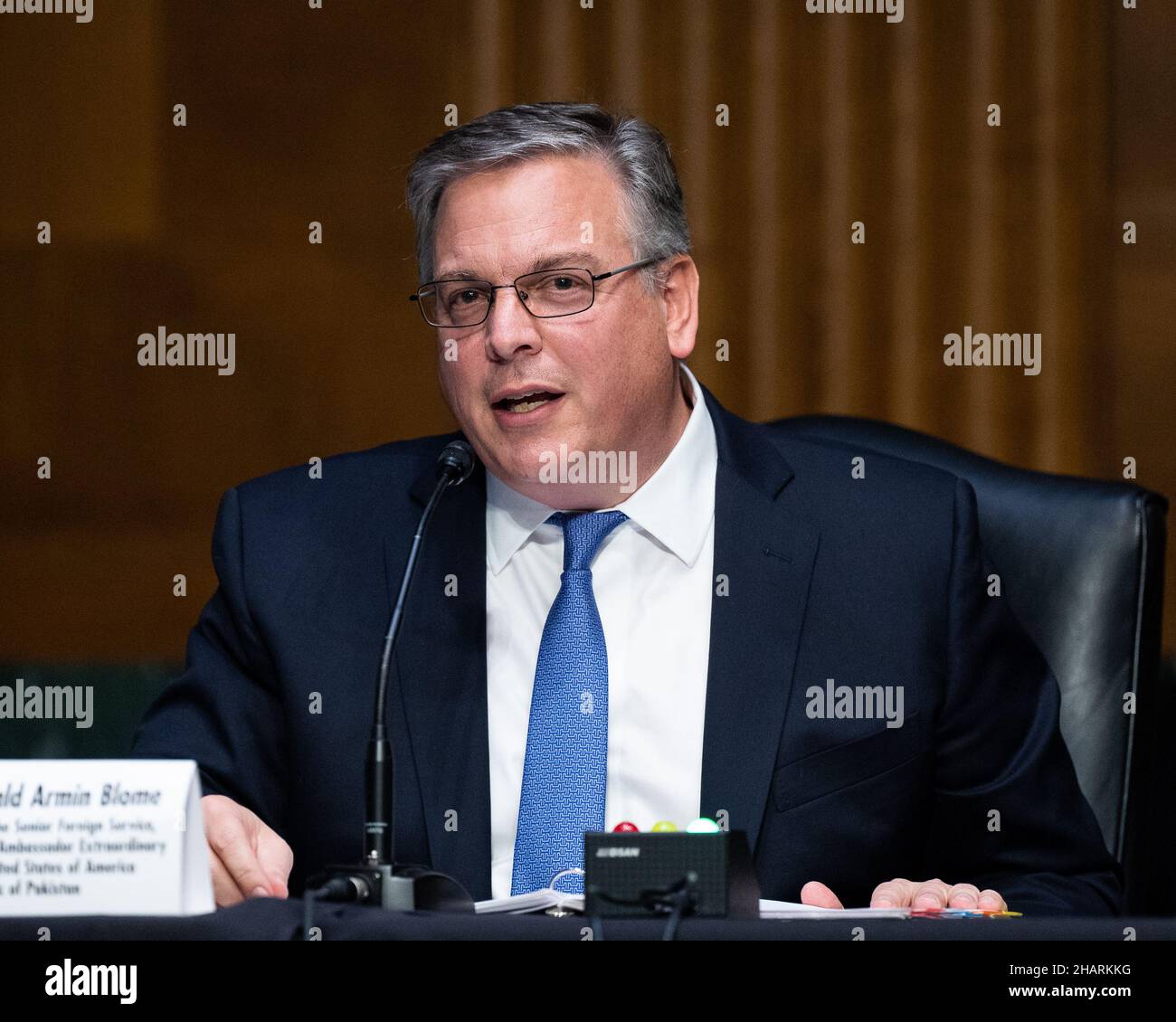 Washington, United States. 14th Dec, 2021. Donald Blome, nominee to be Ambassador to the Islamic Republic of Pakistan, speaks at a hearing of the Senate Foreign Relations Committee. Credit: SOPA Images Limited/Alamy Live News Stock Photo