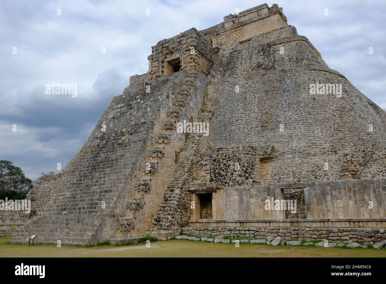 Mexico Uxmal - The Grand Pyramid - La Gran Piramide Uxmal Stock Photo