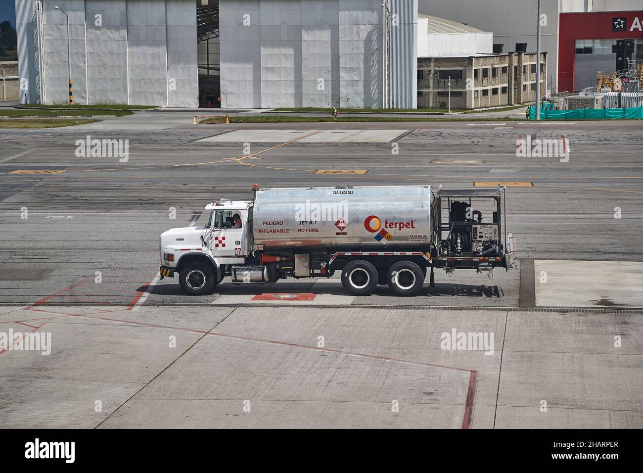 Fuel Tank Trucks at an airport Stock Photo Alamy