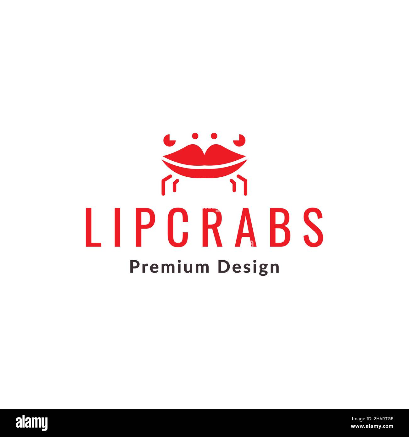 lips with crab red logo symbol icon vector graphic design illustration idea creative Stock Vector