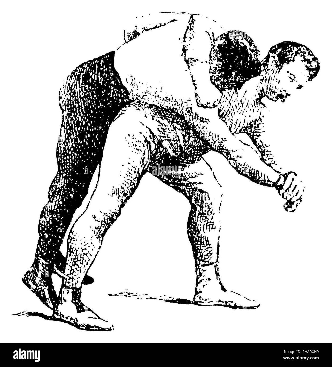 Boxing: Head-hip punch, ,  (encyclopedia, 1910), Boxen: Kopf-Hüftschlag, Boxe : coup de poing tête-hanche Stock Photo