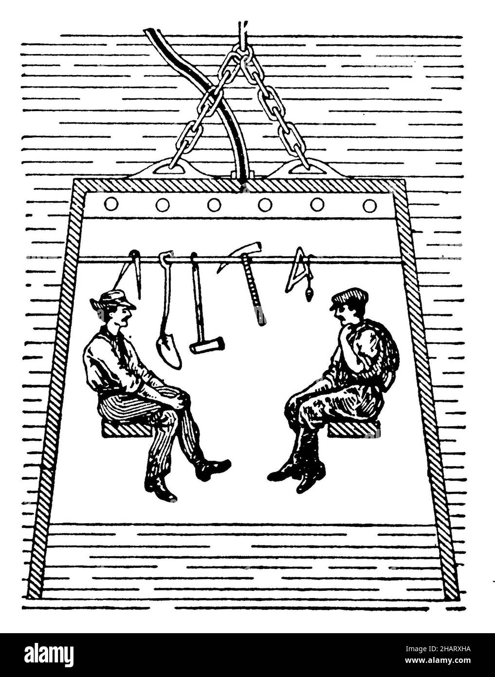 Diving bell for work under water, ,  (encyclopedia, 1910), Taucherglocke für Arbeiten unter Wasser, Cloche de plongée pour les travaux sous l'eau Stock Photo