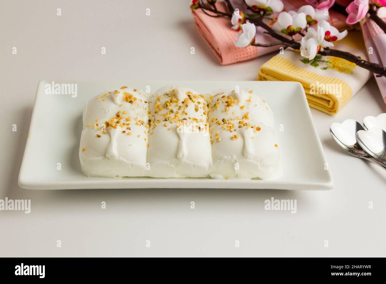 Portioned Traditional Turkish ice cream Maras.A taste more than a