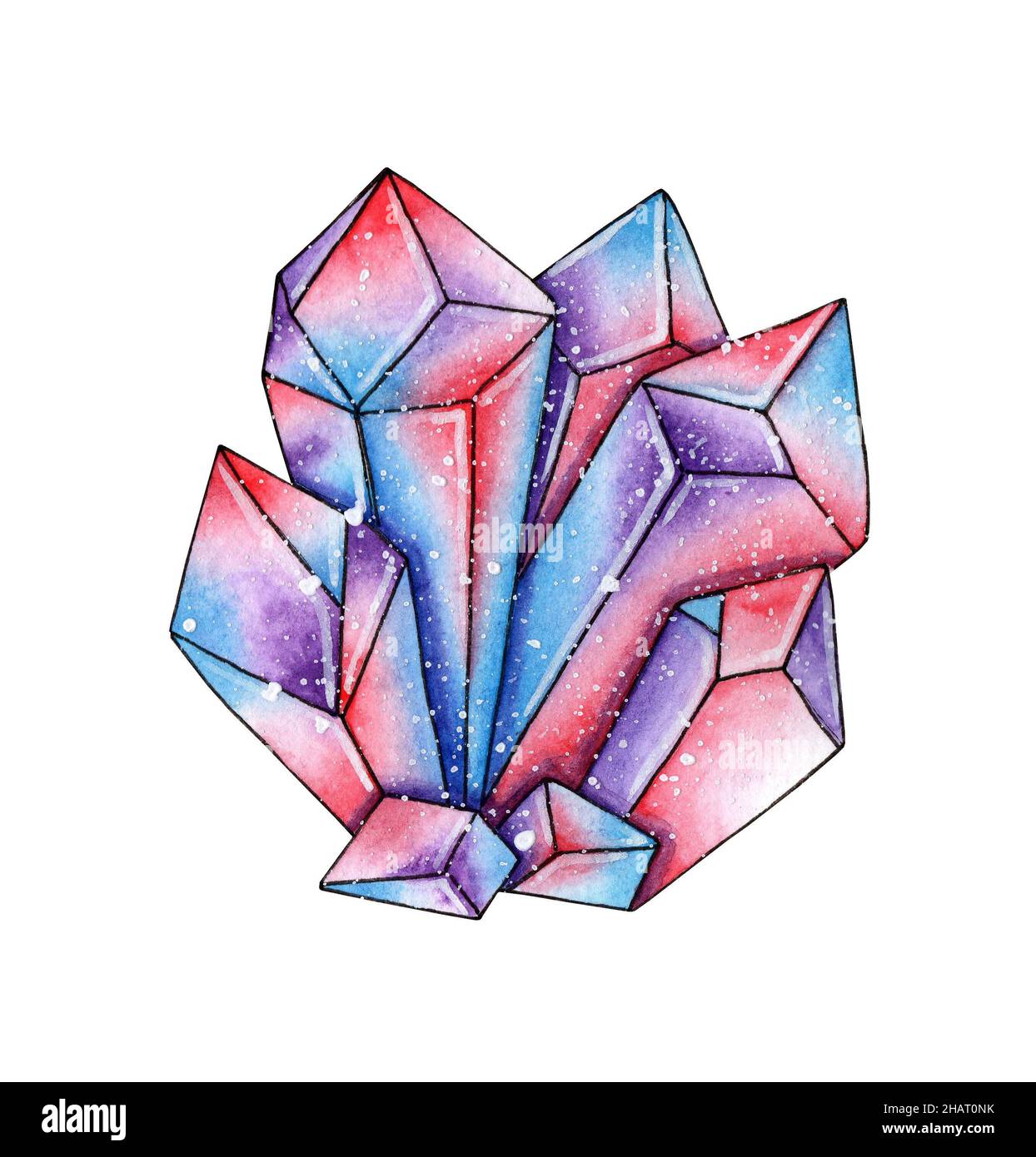 Blue crystal cluster, watercolor crystals, quartz, blue quartz
