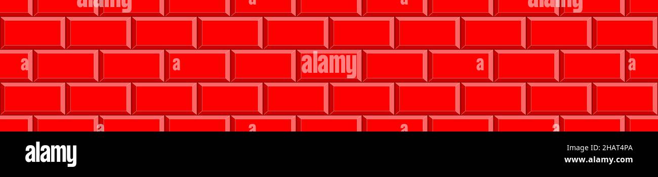 Red brick wall seamless pattern. Kitchen or bathroom metro tile design. Geometric background. Vector flat illustration. Stock Vector
